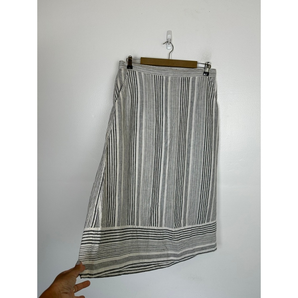 C&C California Linen Blend Pull On Midi Skirt Size L Side Pockets A-Line